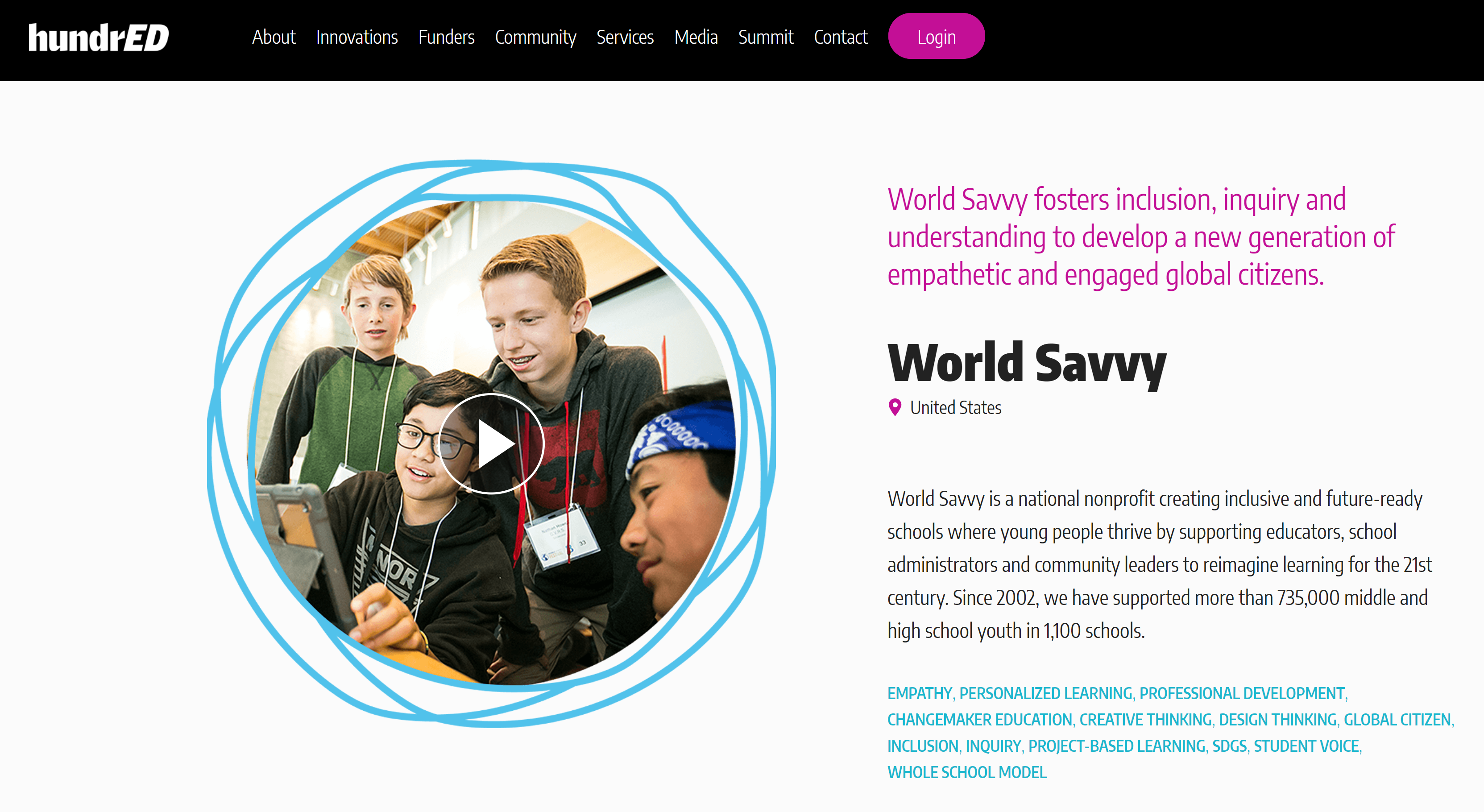 World Savvy featured on HundrED as one of their Education Innovations!